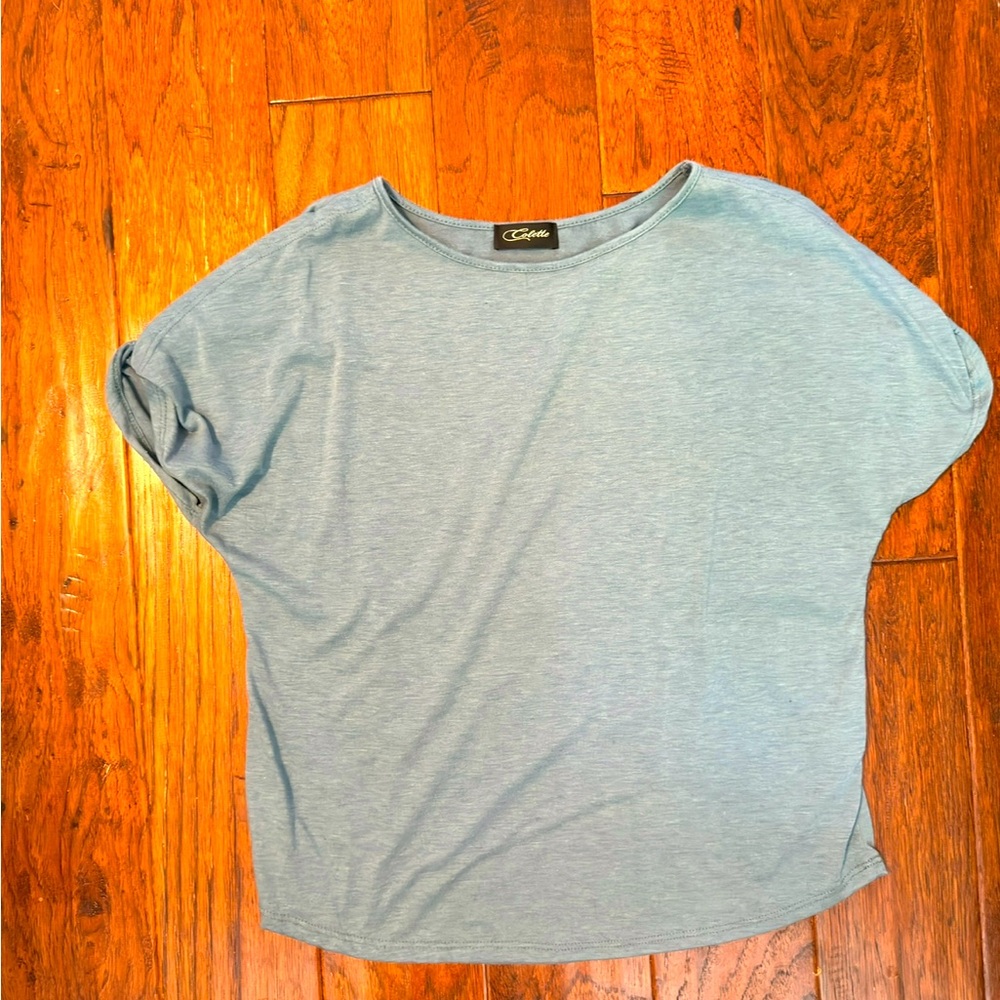 Stitch fix top, blue blouse, cute shoulder baring design on arms